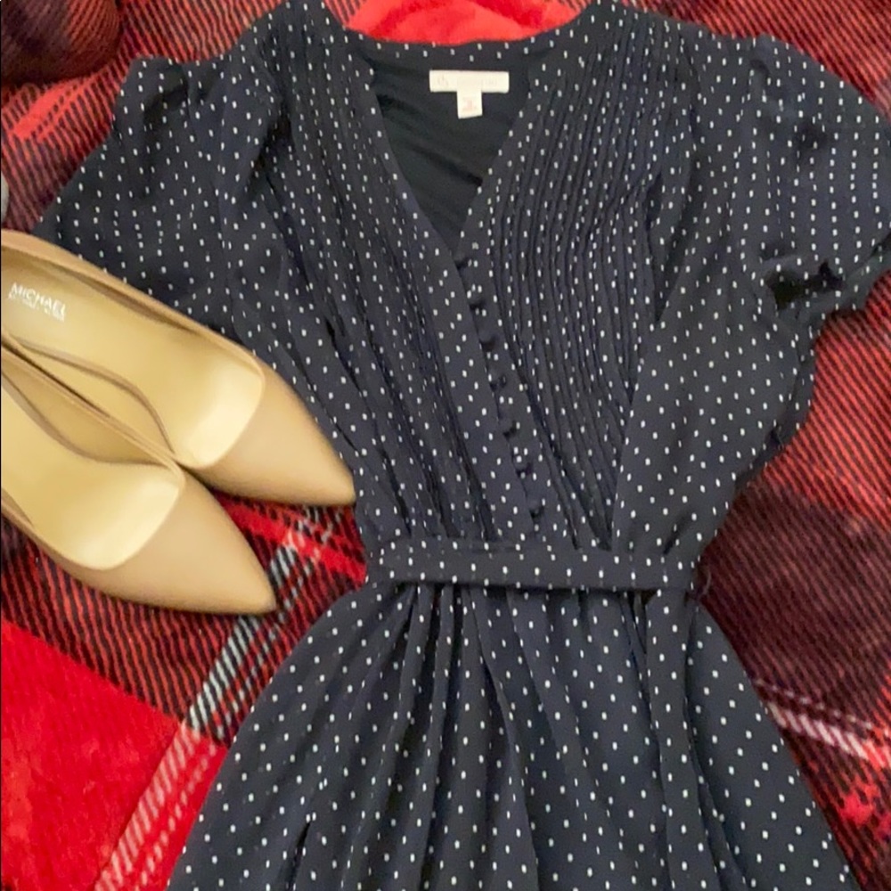 Like New Navy Blue PolkADot Dress